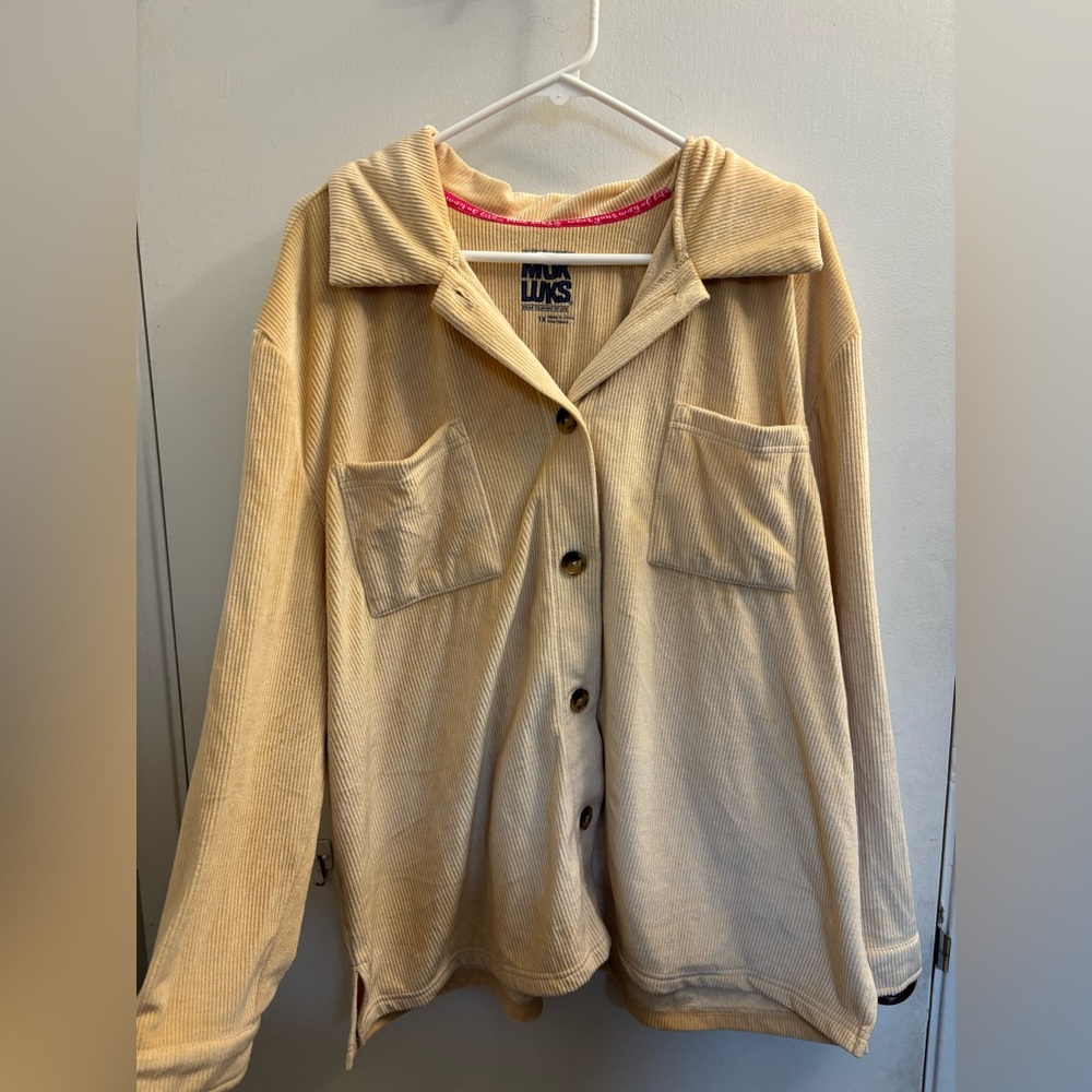 Muk Luks Women's Beige Corduroy Utility Jacket